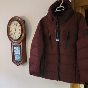 MARC NEW YORK ANDREW MARC Men's XXL Montrose Burgundy Puffer Jacket With Hood
